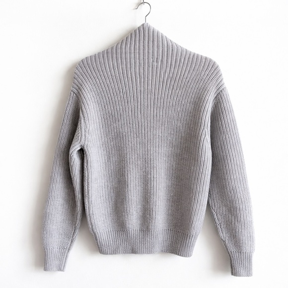 Wilfred 100% Merino Wool Chunky Ribbed Turtleneck Sweater | Grey | XXS - Picture 2 of 4